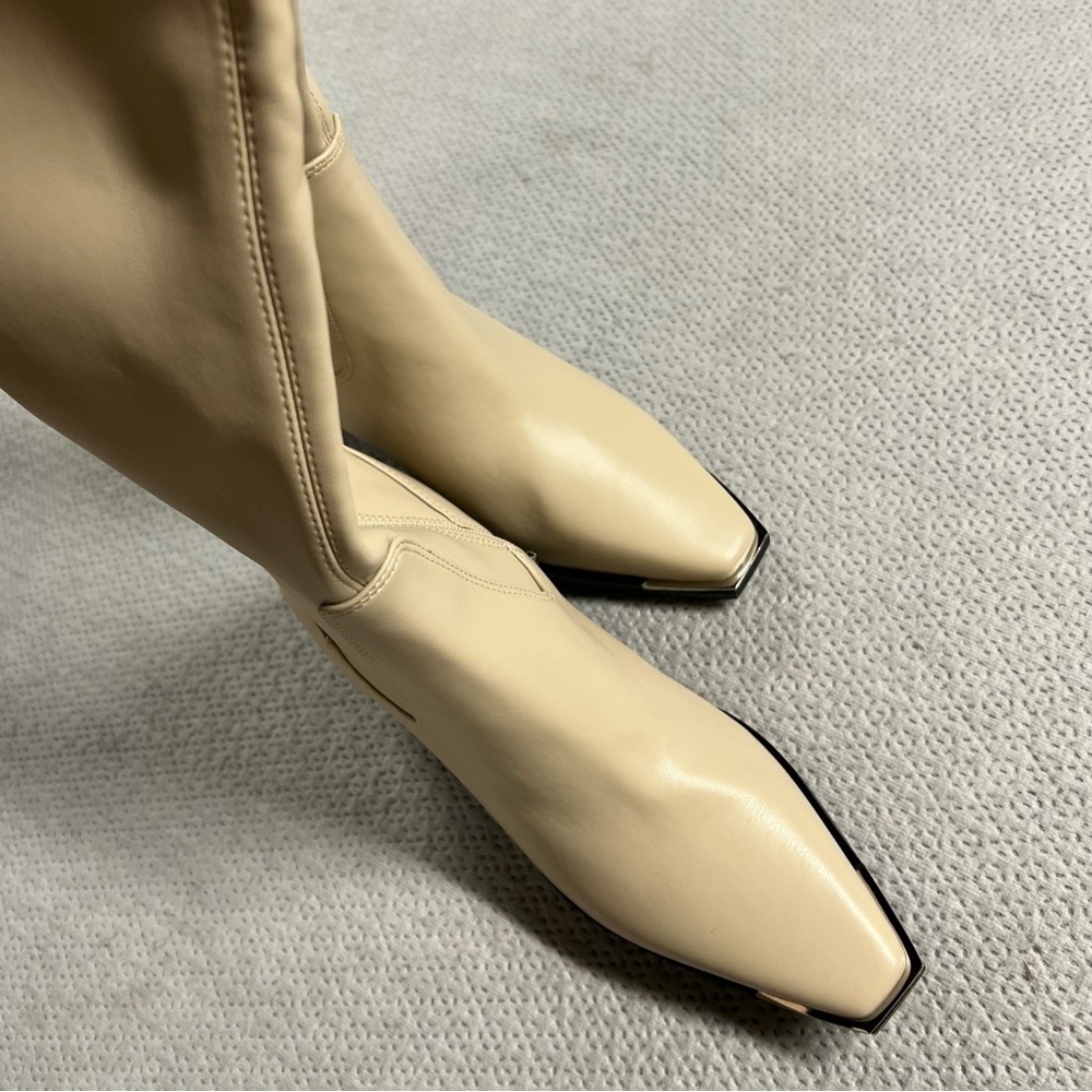 Marc Fisher Noemi Leather Over-The-Knee Boots in Ivory White Size 7 NWOT - Picture 5 of 7